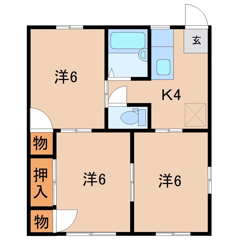 YMハイツ(3K/1階)の間取り写真