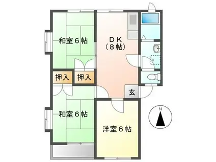 コーポ金子B棟(3DK/2階)の間取り写真