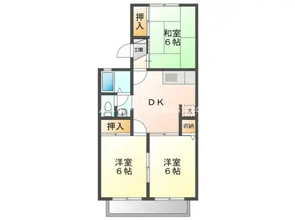 セジュール長谷川B棟(3DK/2階)の間取り写真