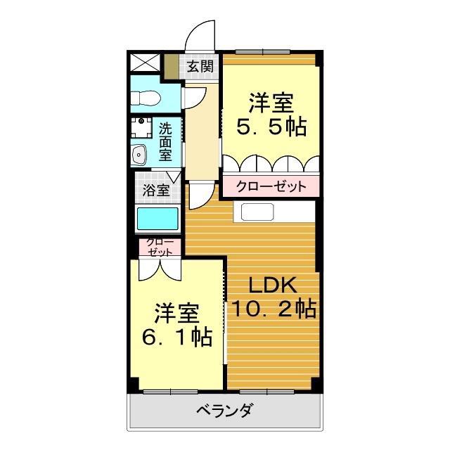 カンパーニュハウス ヒロ(2LDK/1階)の間取り写真