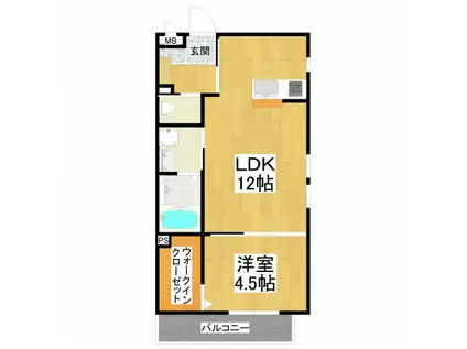 フィアスコート北野田(1LDK/2階)の間取り写真