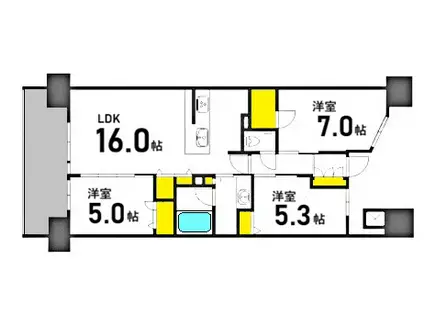 ザ・広島フロント(3LDK/8階)の間取り写真