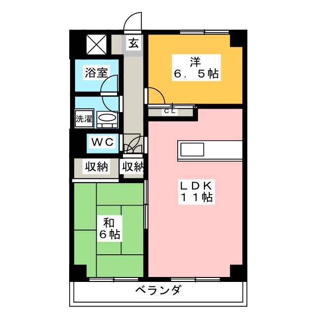 フクロクハイマンション3号館(2LDK/11階)の間取り写真