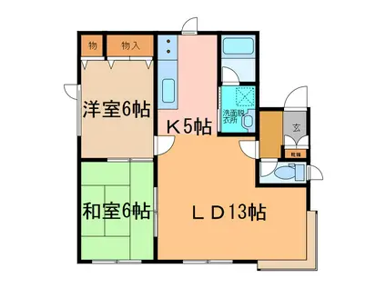 西24南3上下二戸B(2LDK/1階)の間取り写真