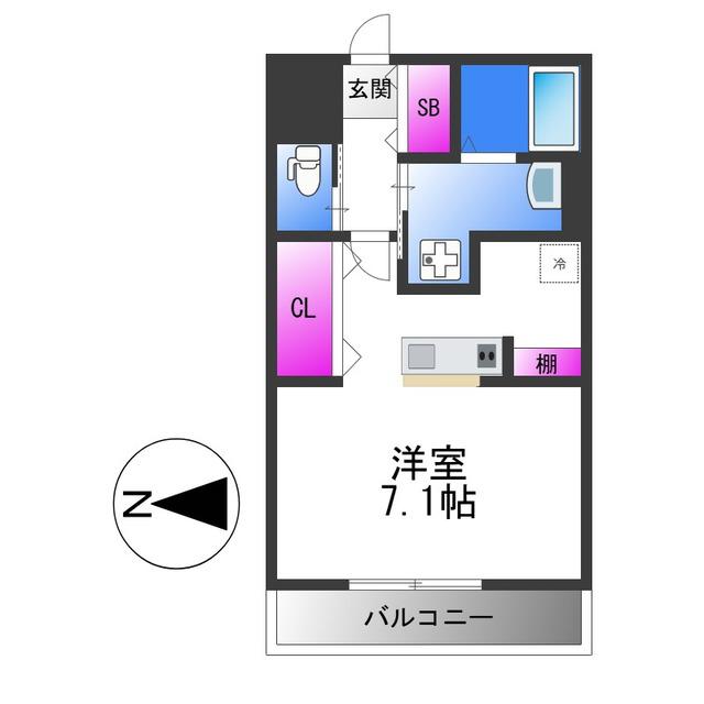 エアルレジデンスI(ワンルーム/1階)の間取り写真