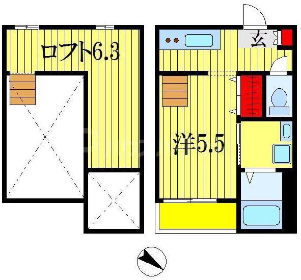 カスティージョいのはな(1K/1階)の間取り写真