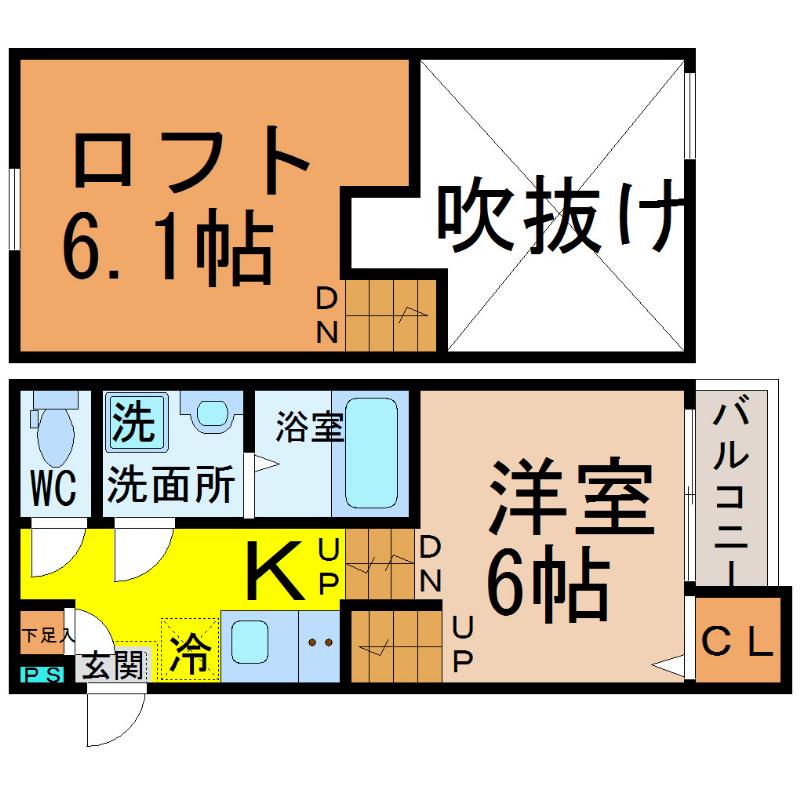 SPAZIOFELICE(1K/1階)の間取り写真