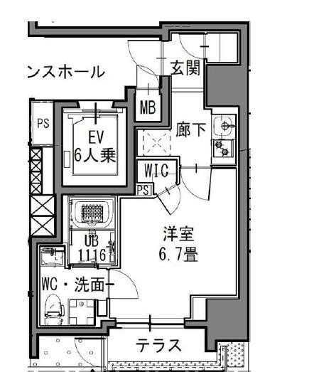 Sレジデンス新御徒町イースト(1K/1階)の間取り写真