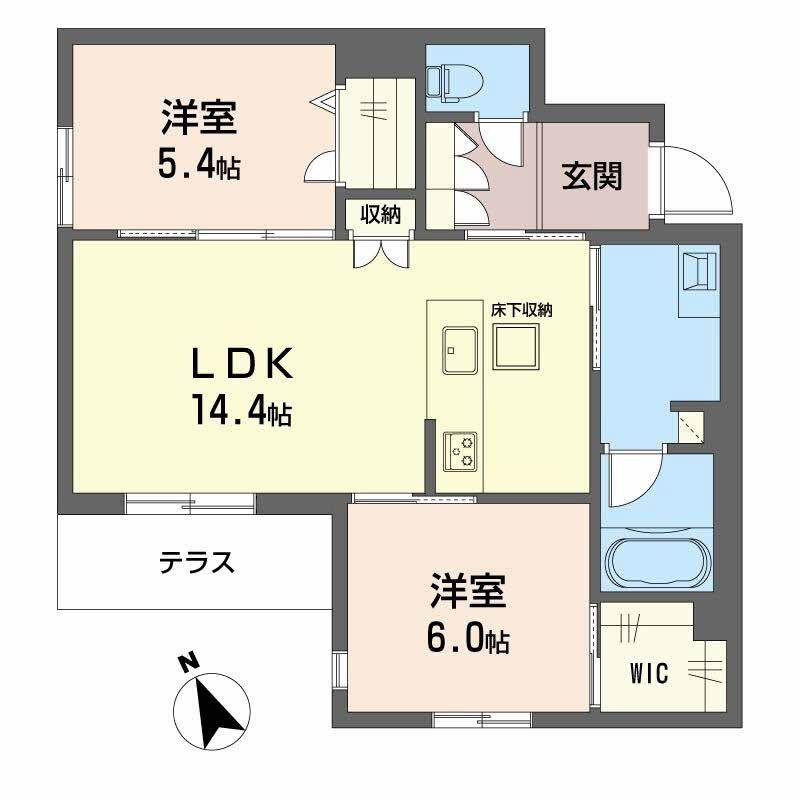 シャーメゾングランデ(2LDK/1階)の間取り写真