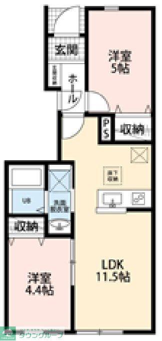 リーブルファイン川口榛松(1LDK/1階)の間取り写真