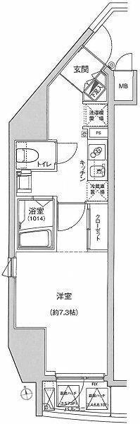 ハーモニーレジデンス東京シティゲート(1K/10階)の間取り写真