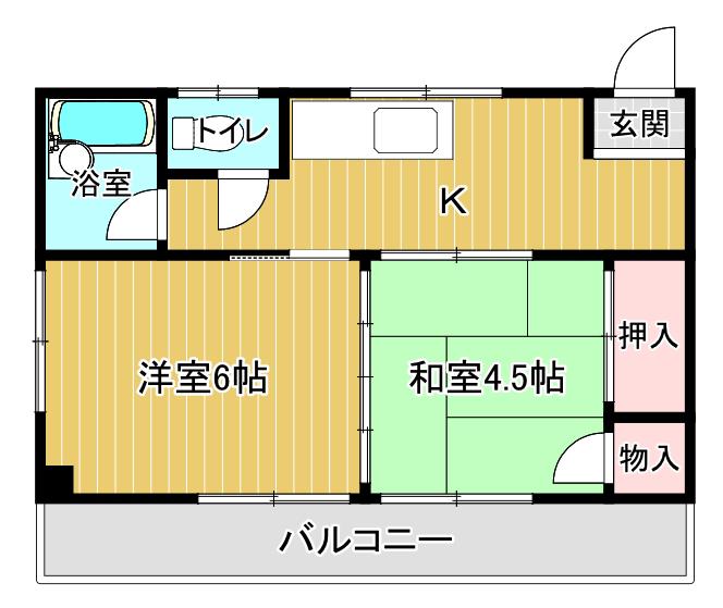 山之尻マンション(2K/3階)の間取り写真