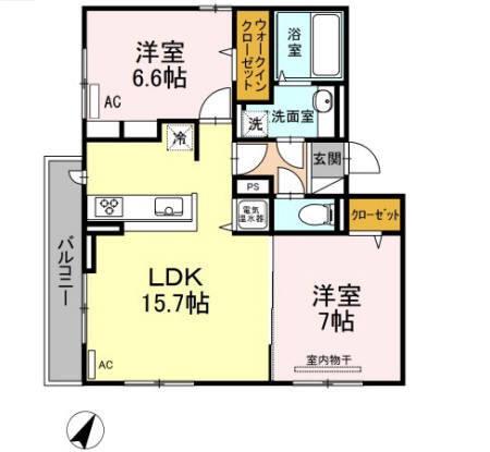 レイワパレス西新(2LDK/3階)の間取り写真