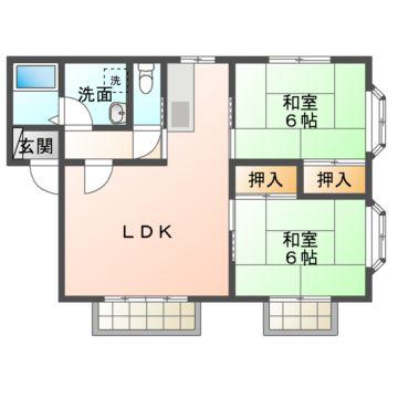 レジデンス方木田(2LDK/1階)の間取り写真