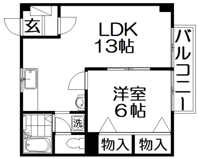 グラスガーデンI(1LDK/1階)の間取り写真