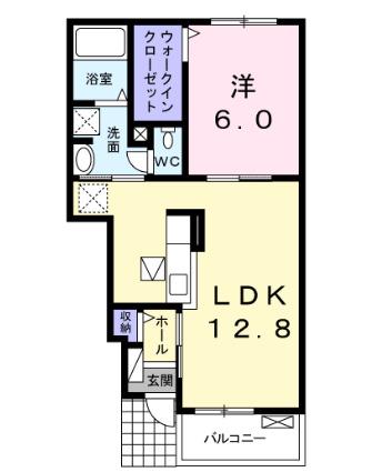 エスポワール道(1LDK/1階)の間取り写真