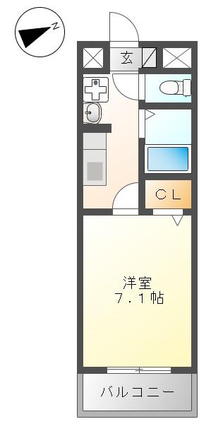 エントピア美笠(1K/3階)の間取り写真