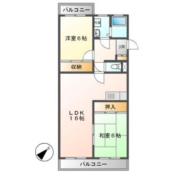 トーク21(2LDK/4階)の間取り写真