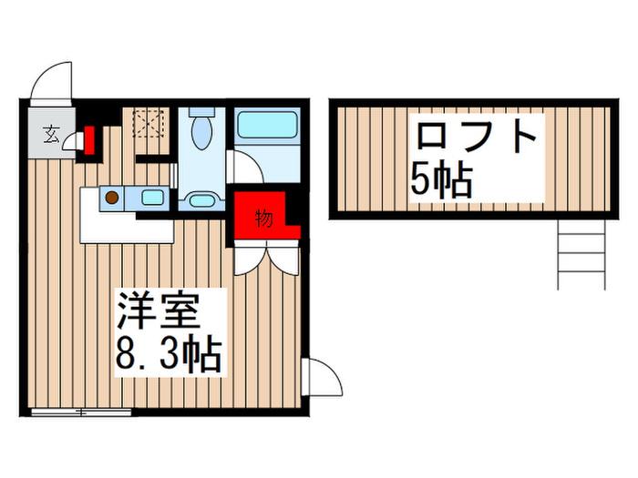 イーコモン(ワンルーム/2階)の間取り写真