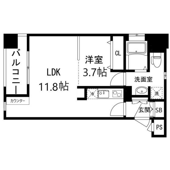 レムナント晩翠(1LDK/2階)の間取り写真