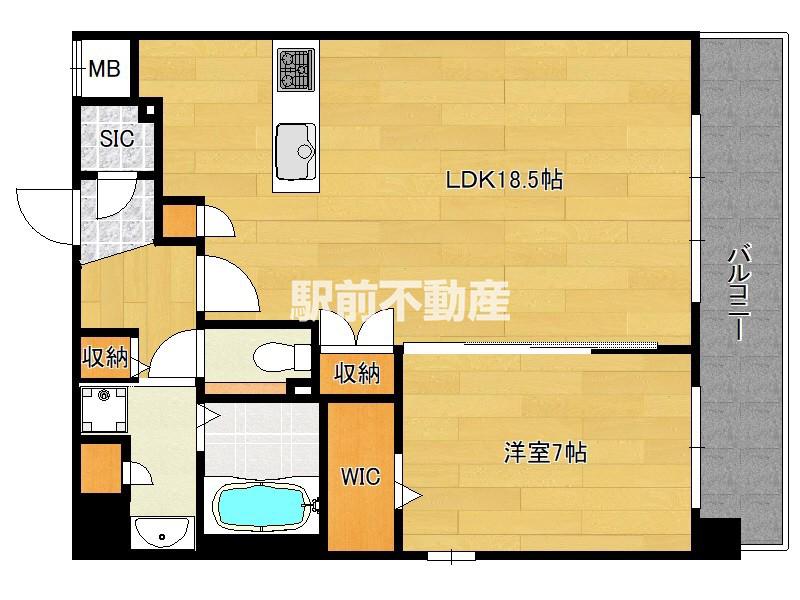 S-RESIDENCE大手門AWESOM(1LDK/7階)の間取り写真