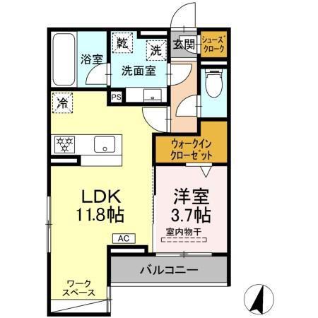 アメニティコート(1LDK/2階)の間取り写真