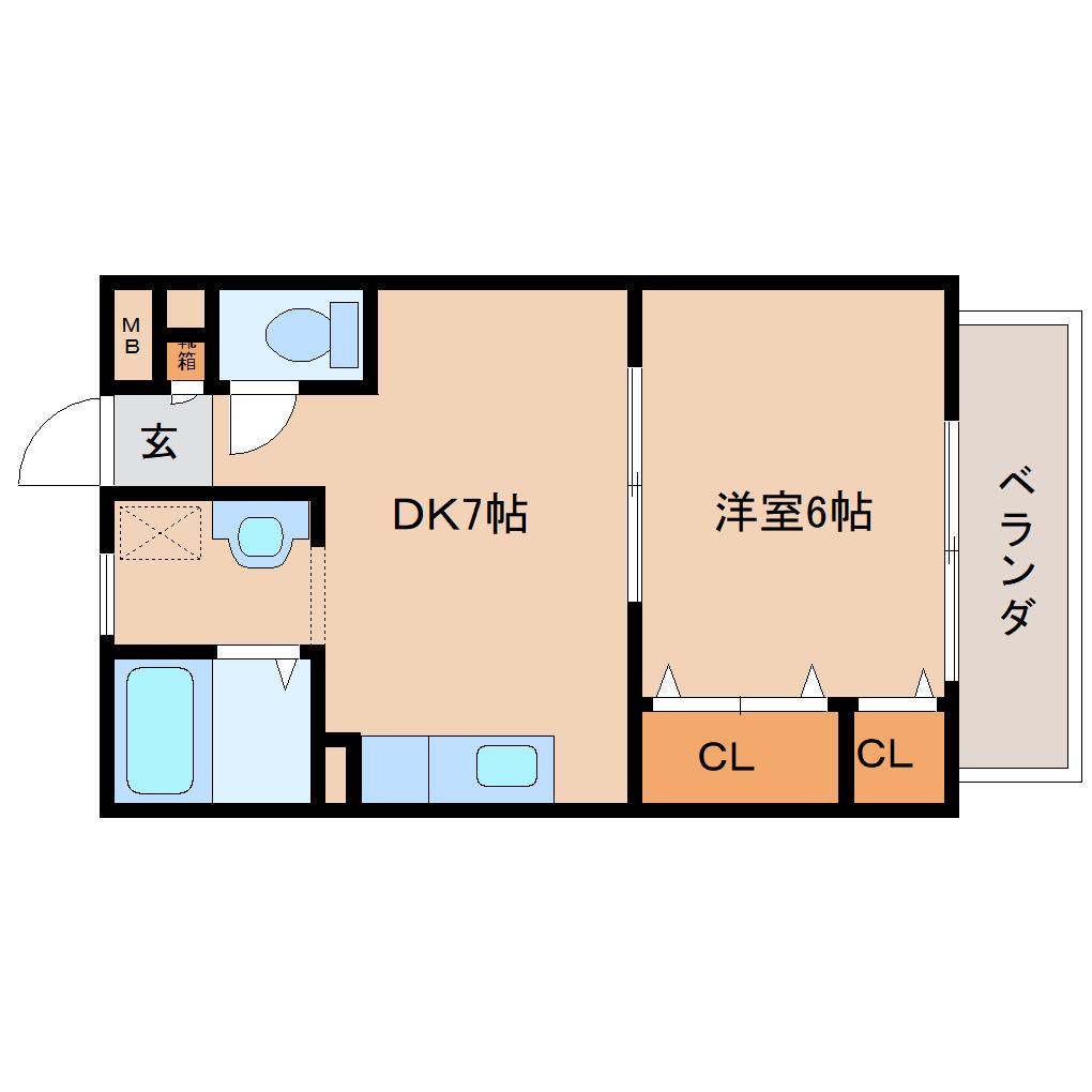 パークハイム(1DK/2階)の間取り写真