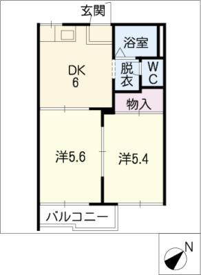 タウン養父(2DK/2階)の間取り写真