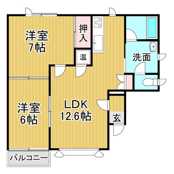 サンセミヨン(2LDK/1階)の間取り写真