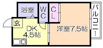 フレグランス諏訪野(1DK/2階)の間取り写真
