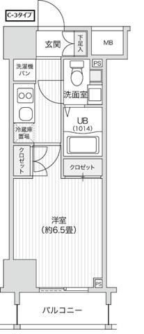 レジディア笹塚II(1K/10階)の間取り写真