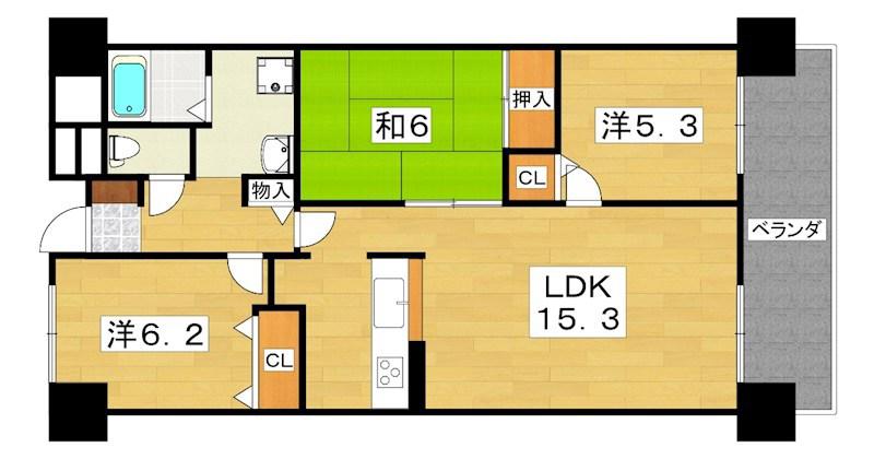 リーベスト寝屋川(3LDK/6階)の間取り写真