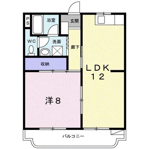 ハイツ百合の木I(1LDK/1階)の間取り写真