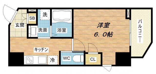コンフォート滝川公園(1K/5階)の間取り写真