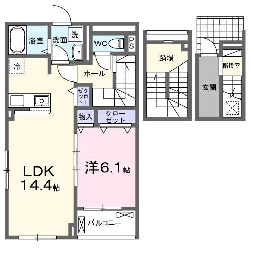 アールズハイムII(1LDK/3階)の間取り写真