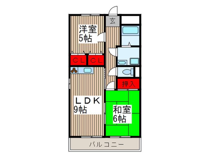 ロータスⅡ(2LDK/3階)の間取り写真