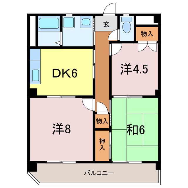 ストーリーII(3DK/4階)の間取り写真