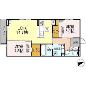ディーソルビア石塚町 A(2LDK/1階)の間取り写真