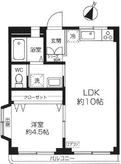 コスモ和光III(1LDK/3階)の間取り写真