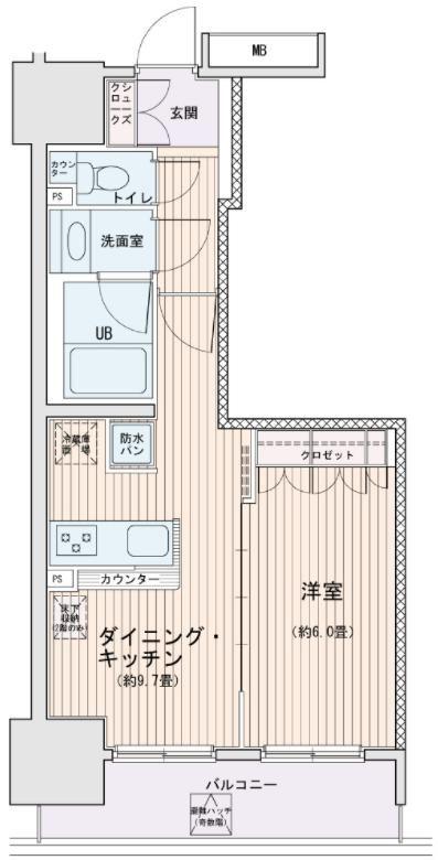 エスティメゾン錦糸町II(1LDK/6階)の間取り写真