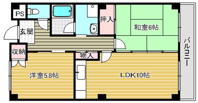 アメニティー・ブワ(2LDK/4階)の間取り写真