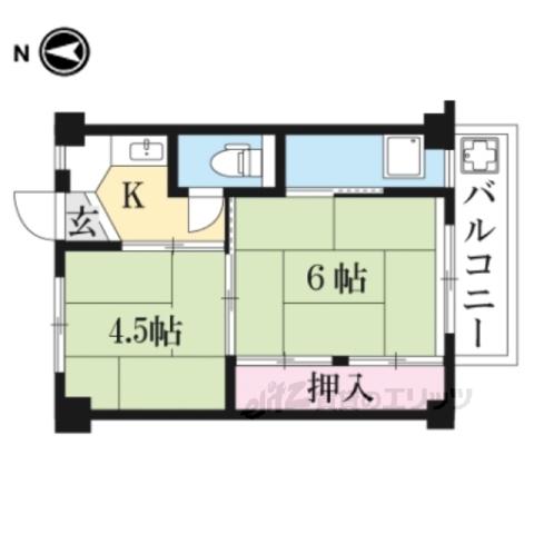 ビレッジハウス加田2号棟(1DK/1階)の間取り写真