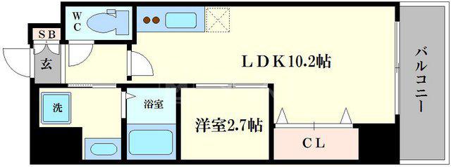 サンフォリア大手前(1LDK/8階)の間取り写真