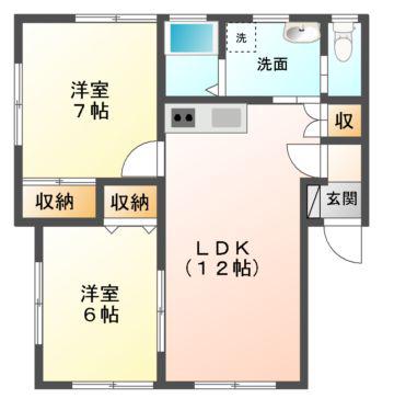 グロリエッタ3(2LDK/1階)の間取り写真