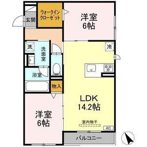ワイズヴィラ岐南イースト(2LDK/2階)の間取り写真