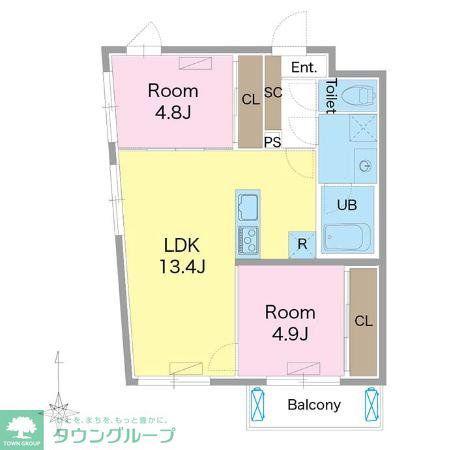 GRAND PEAK WASEDA(2LDK/4階)の間取り写真
