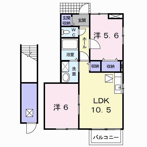 ラ・ソレイユ(2LDK/1階)の間取り写真