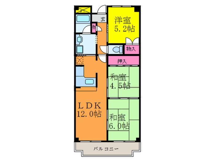 グランドールⅡ(3LDK/8階)の間取り写真