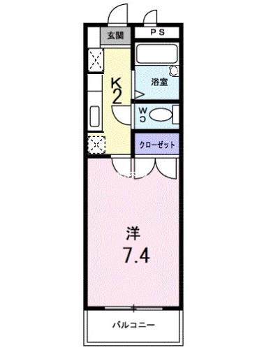 ペルレパークB(1K/2階)の間取り写真