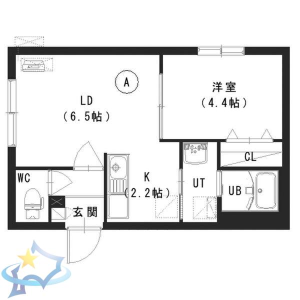 ルチアーノ発寒南(1LDK/2階)の間取り写真